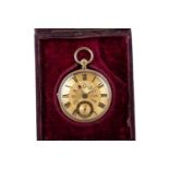 A VICTORIAN EIGHTEEN CARAT GOLD OPEN FACE POCKET WATCH