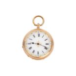 A LADY'S GOLD OPEN FACE FOB WATCH