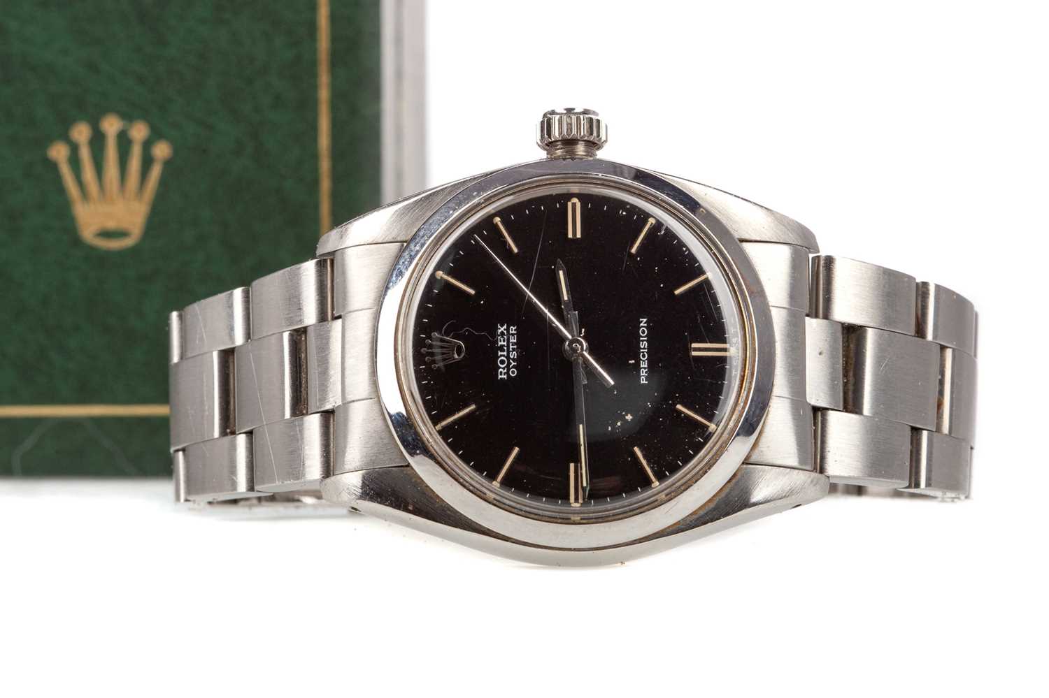 A GENTLEMAN'S ROLEX OYSTER PRECISION STAINLESS STEEL AUTOMATIC WRIST WATCH