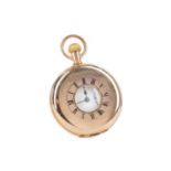 A NINE CARAT GOLD HALF HUNTER POCKET WATCH