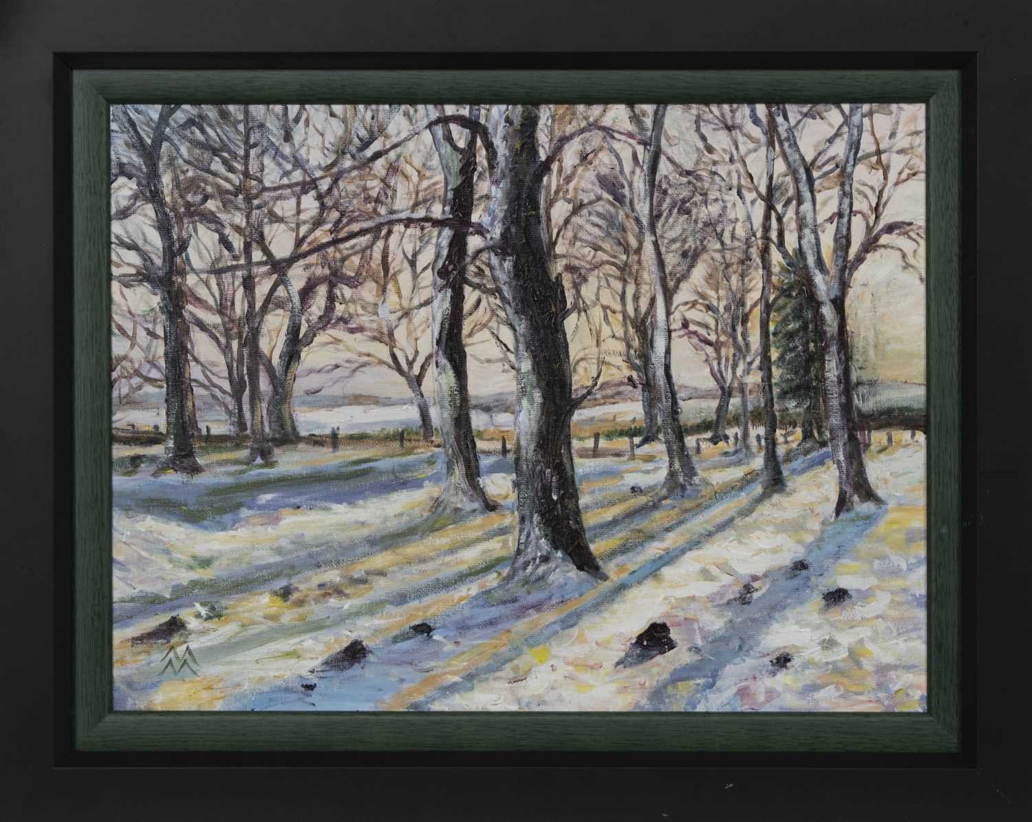 STUDY FOR SNOWY WOODLAND, AN OIL BY MARION MACDONALD