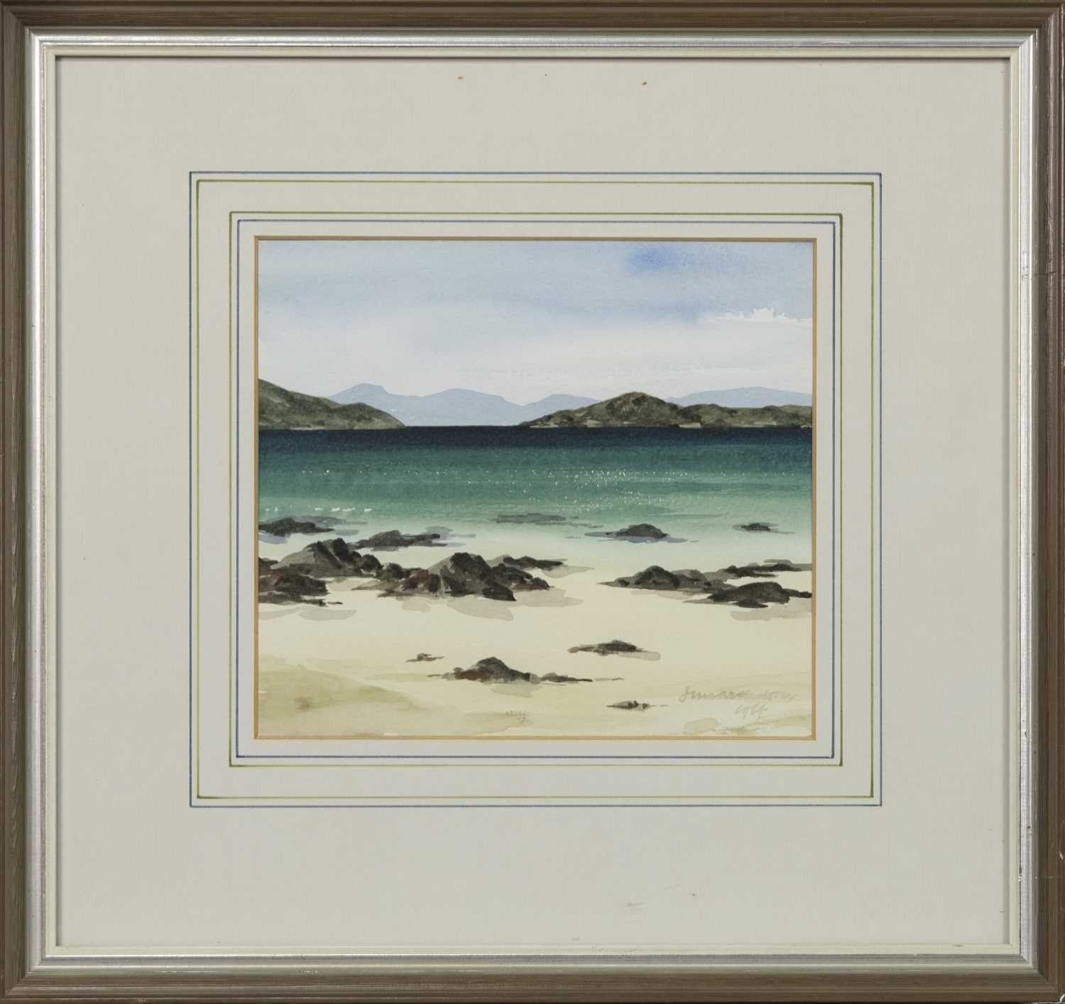 MULL FROM IONA, A WATERCOLOUR BY JIM NICHOLSON