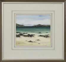 MULL FROM IONA, A WATERCOLOUR BY JIM NICHOLSON