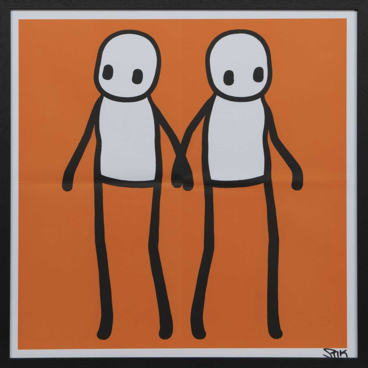 HOLDING HANDS (RED, ORANGE, YELLOW, BLUE & TEAL), LITHOGRAPHS BY STIK - Image 2 of 5