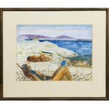 STONEY BEACH, WEST COAST, SCOTLAND, A WATERCOLOUR BY ROBBIE BUSHE