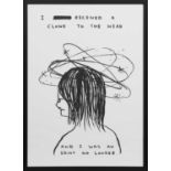 I'VE RECEIVED A CLONK TO THE HEAD, A LITHOGRAPH BY DAVID SHRIGLEY