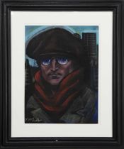 PORTRAIT WITH SUNGLASSES, A PASTEL BY FRANK MCFADDEN