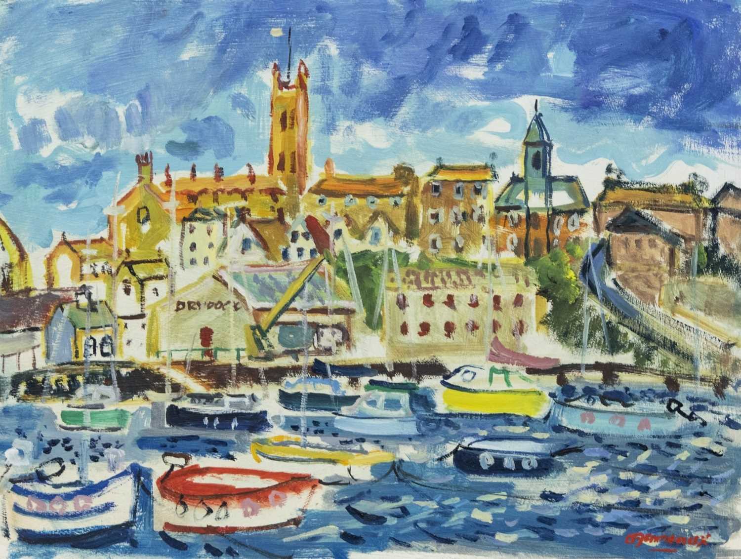 PENZANCE HARBOUR, AN OIL BY ALAN FURNEAUX - Image 2 of 2