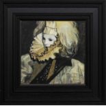 CARNIVAL OF VENICE, DECORATIVE COLLAR, AN OIL BY SANDIE GARDNER