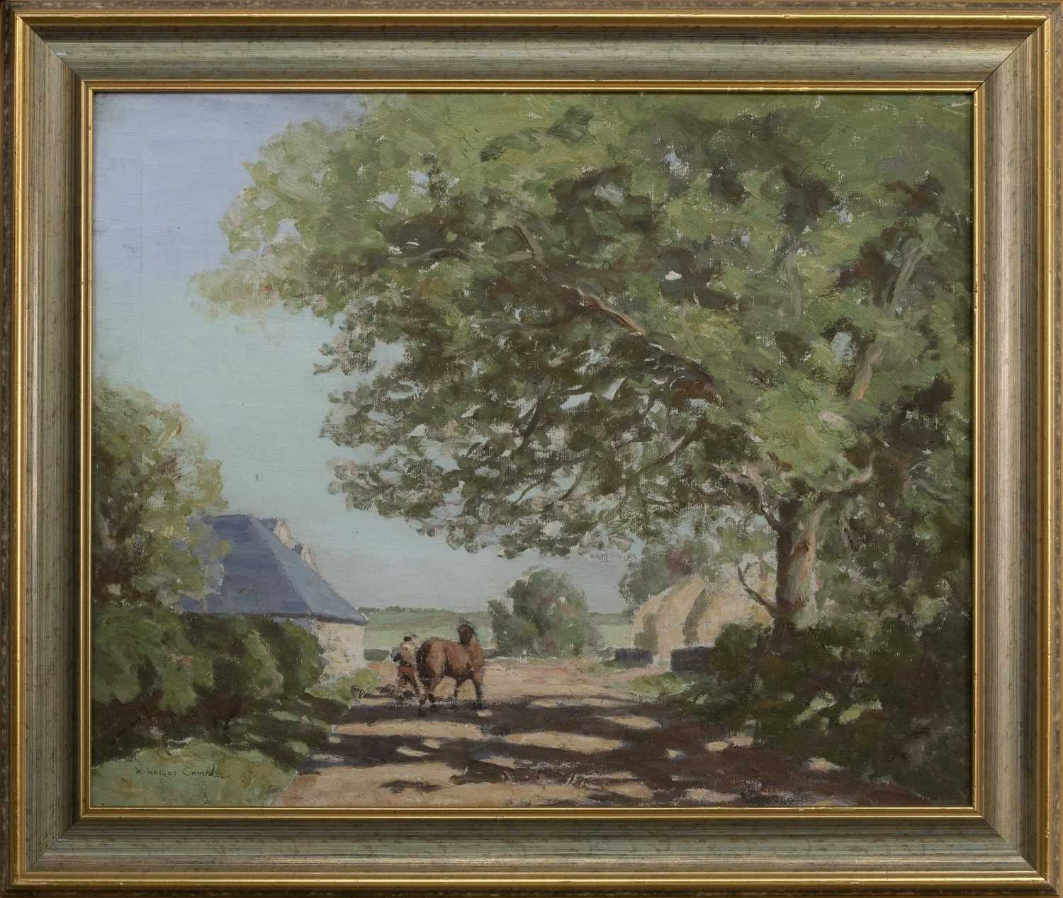 SUMMER - HORSE & HORSEMAN, AN OIL BY WILLIAM WRIGHT CAMPBELL