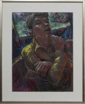 THE CARD PLAYER, A PASTEL BY VINCENT RATTRAY