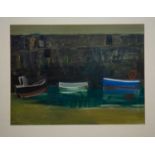BOATS IN HARBOUR, A MIXED MEDIA BY GEORGE DEVLIN