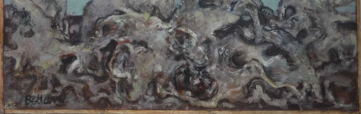 THE FINNON SMOKER, A LARGE 1965 OIL ON BOARD BY JOHN BELLANY - Image 3 of 10