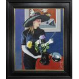 LADY WITH BLACK HAT, AN OIL BY GORDON G HENDERSON