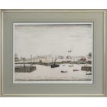 THE HARBOUR, A SIGNED LITHOGRAPH BY L S LOWRY