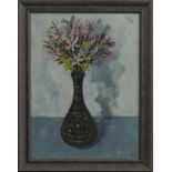 FLOWERS IN VASE, AN OIL BY JOHN MILLER