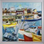 SCOTTISH HARBOUR, A LARGE OIL BY JOHN BELLANY