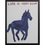 LIFE IS VERY GOOD, A LITHOGRAPH BY DAVID SHRIGLEY