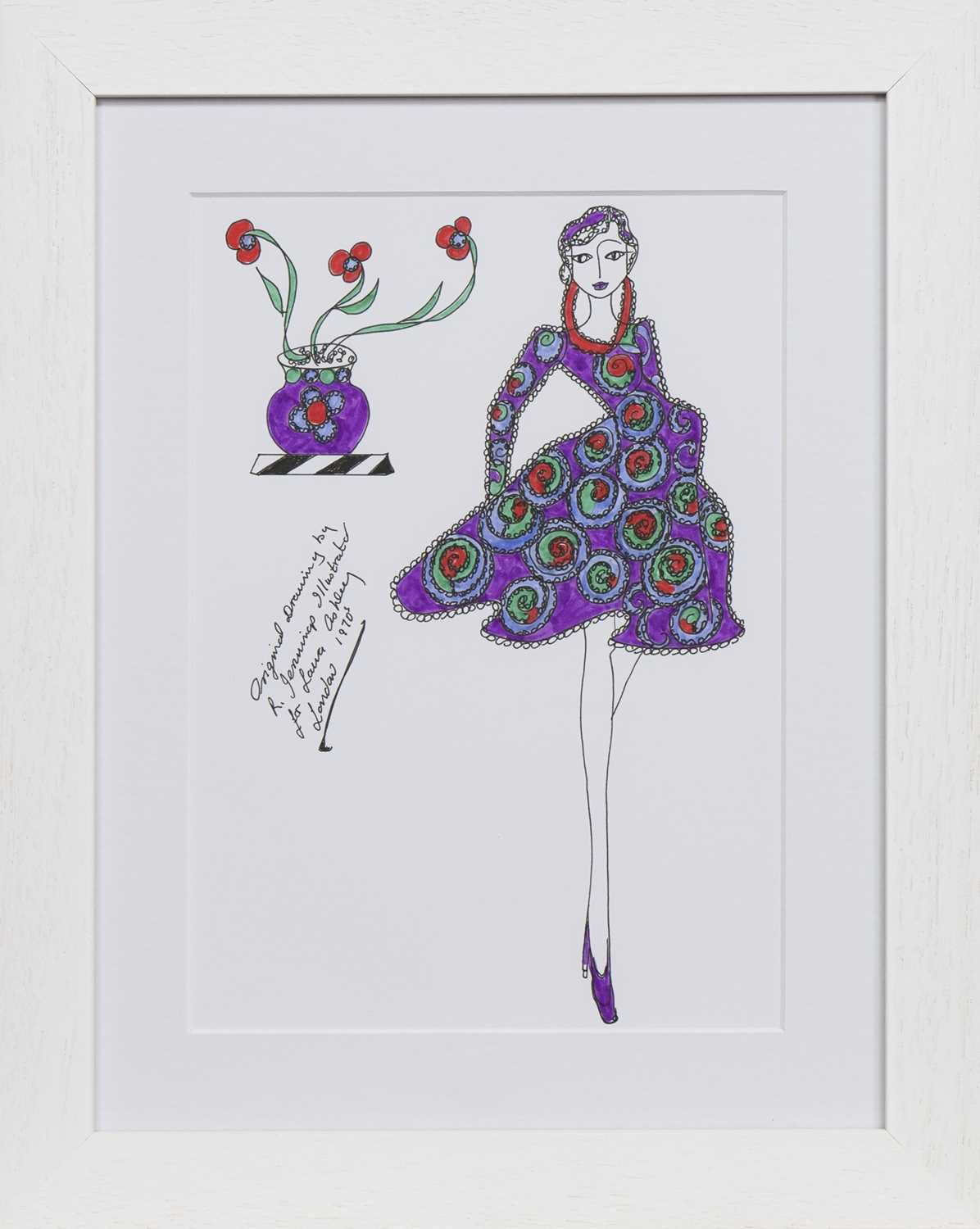 ORIGINAL ILLUSTRATION OF DESIGNS FOR LAURA ASHLEY BY ROZ JENNINGS