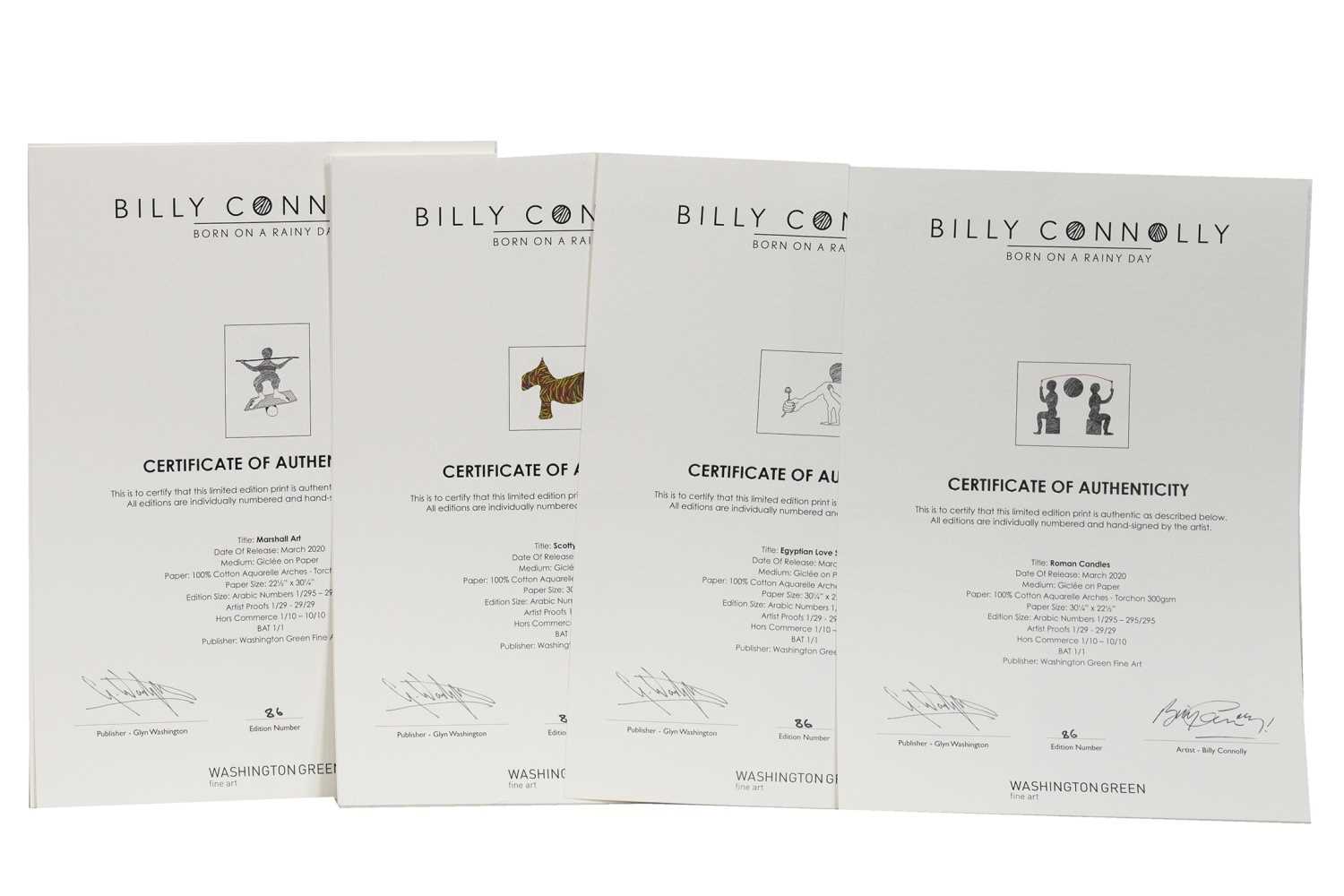 SET OF SIX SIGNED PRINTS FROM 'BORN ON A RAINY DAY' SERIES BY BILLY CONNOLLY - Bild 9 aus 11