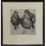 WOMEN OF THE MARKET PLACE, AN ETCHING BY ANDA PATERSON