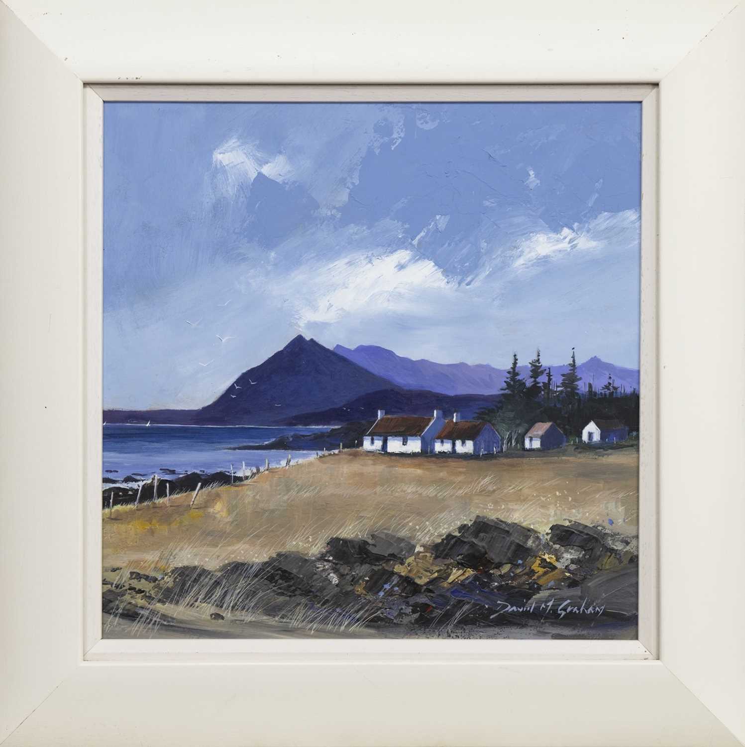 SUMMER SKIES - TARSKAVAIG, SKYE, AN OIL BY DAVID GRAHAM