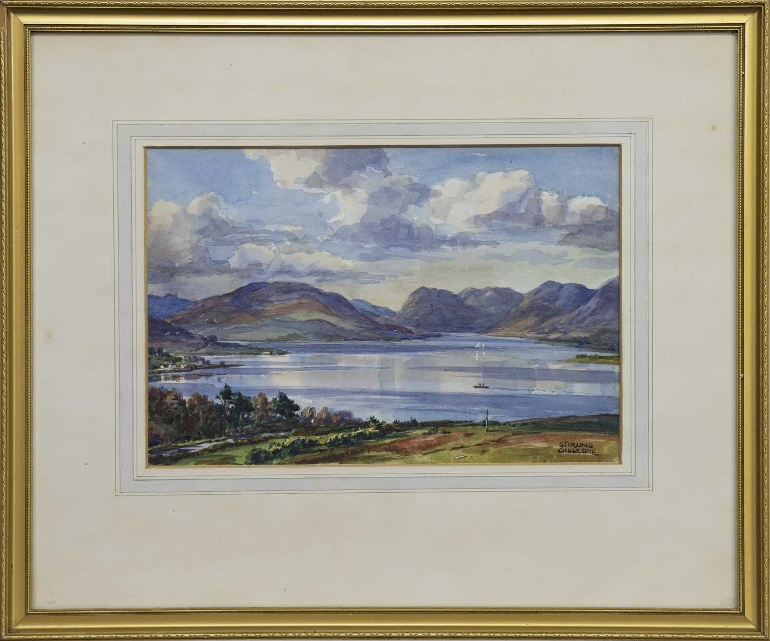 "THOUSAND POUND VIEW", KYLES AND LOCH STRIVEN FROM CANADA HILL, A WATERCOLOUR STIRLING GILLESPIE