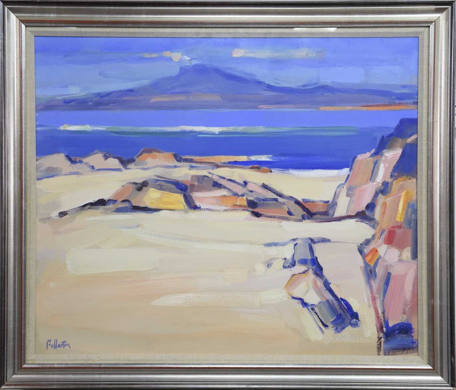 SKYE FROM ARISAIG, AN OIL BY JAMES FULLARTON