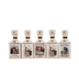 FIVE WHISKY THEMED 10CL POINTERS DECANTERS