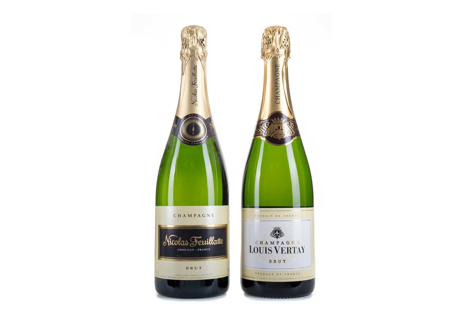 NICOLAS FEUILLATTE BRUT NV CHAMPAGNE 75CL AND LOUIS VERTAY BRUT NV CHAMPAGNE 75CL