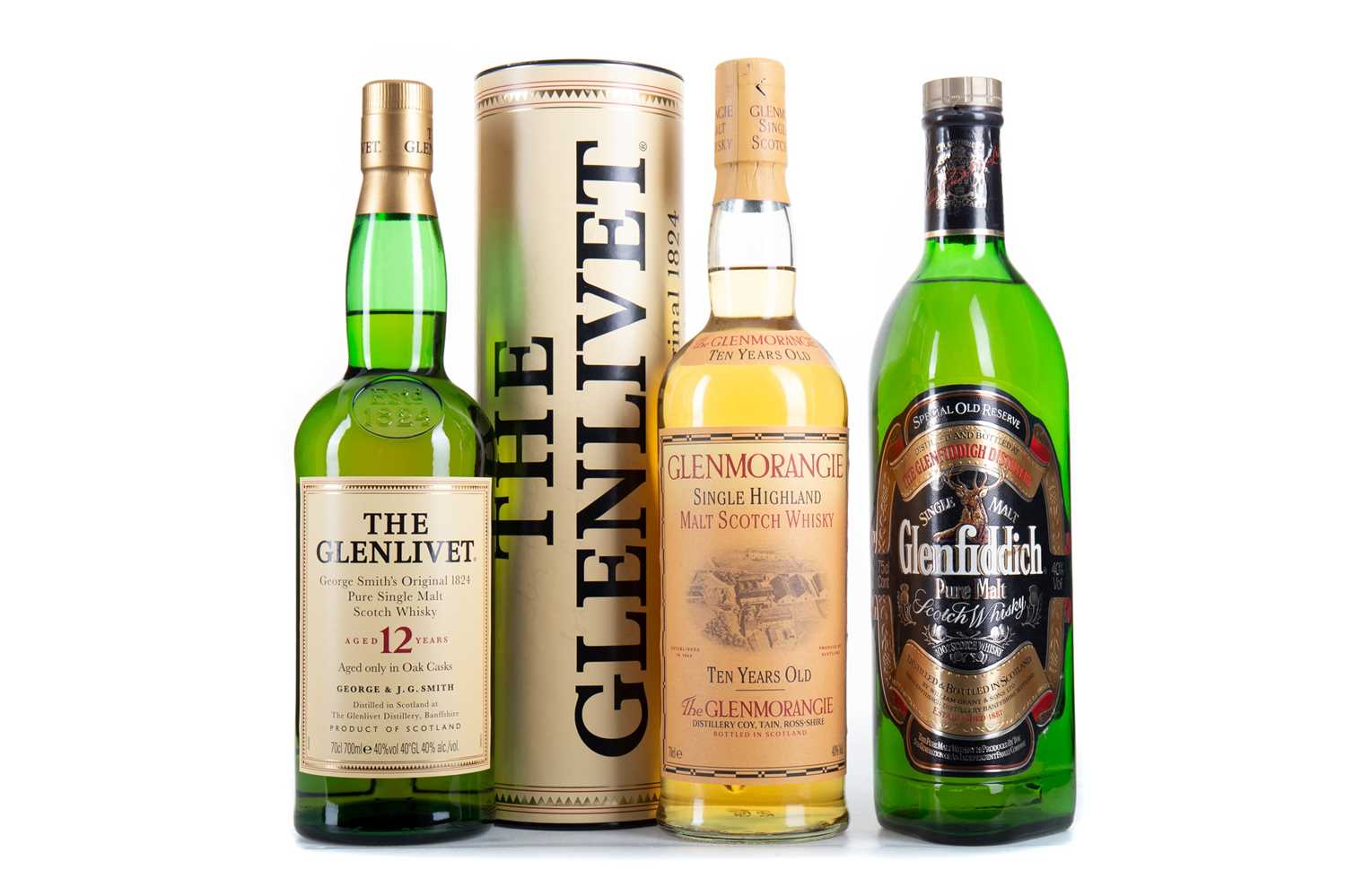 GLENLIVET 12 YEAR OLD, GLENMORANGIE 10 YEAR OLD AND GLENFIDDICH SPECIAL OLD RESERVE 75CL