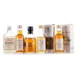 5 ASSORTED WHISKY MINIATURES - INCLUDING PORT ELLEN 1974 CONNOISSEURS CHOICE