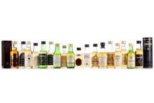 18 ASSORTED WHISKY MINIATURES - INCLUDING TALISKER 10 YEAR OLD MAP LABEL