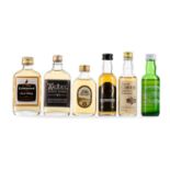 6 ASSORTED WHISKY MINIATURES - INCLUDING ARDBEG GUARANTEED 10 YEAR OLD