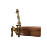 A LATE 19TH/EARLY 20TH CENTURY BRASS MONOCULAR MICROSOPE BY J. H. STEWARD OF LONDON