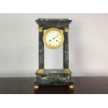 A LATE 19TH CENTURY FRENCH MARBLE AND GILT METAL MANTEL CLOCK
