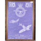 A VE DAY COMMEMORATIVE LACE EMBROIDERY PANEL