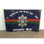 1ST BATTALION THE BLACK WATCH RHR, OFFICER'S MESS' ENAMELLED SIGN