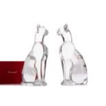 TWO BACCARAT CRYSTAL FIGURES OF SEATED CATS