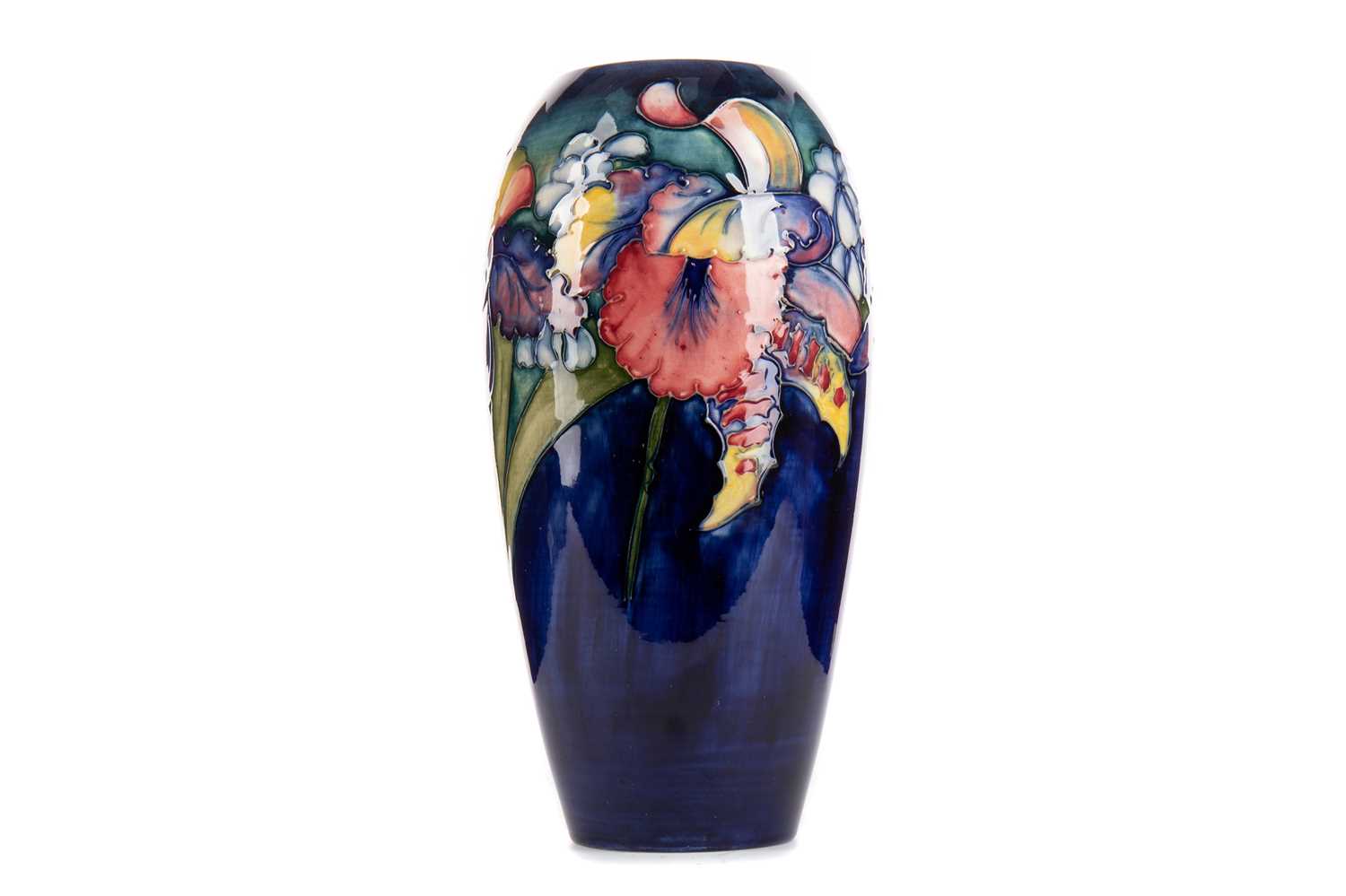 A WALTER MOORCROFT TUBELINE FLORAL DECORATED VASE