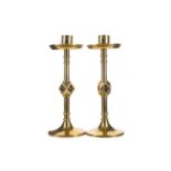 A PAIR OF GOTHIC REFORM ECCLESIASTICAL CANDLESTICKS