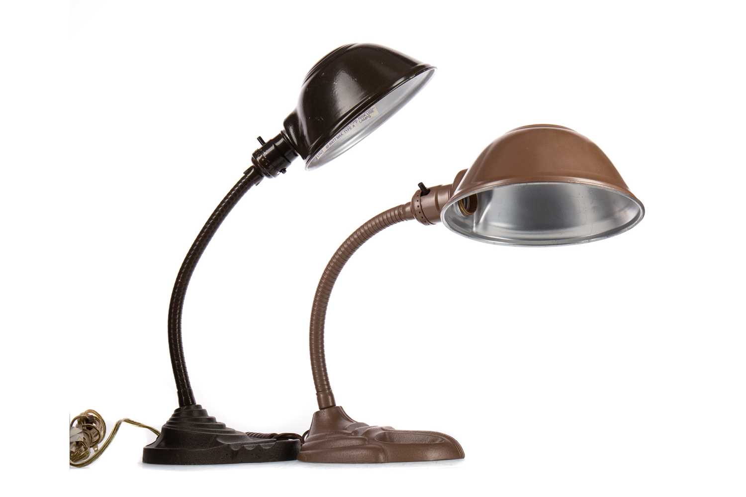 TWO EARLY 20TH CENTURY 'GOOSENECK' ANGLEPOISE LAMPS