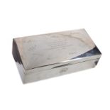 A LARGE GEORGE VI SILVER CIGAR BOX