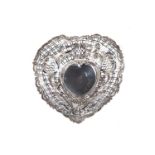 A VICTORIAN SILVER HEART-SHAPED COMPORT