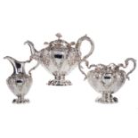 A VICTORIAN SILVER THREE PIECE TEA SERVICE