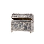 A DUTCH SILVER MINIATURE CASKET