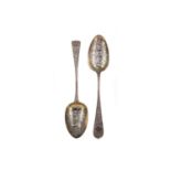 A PAIR OF GEORGE III SILVER TABLE SPOONS
