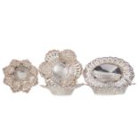 FIVE SILVER BON BON DISHES