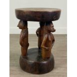 AN AFRICAN HARDWOOD STOOL