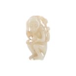 A CHINESE MUTTON JADE CARVING OF A MONKEY